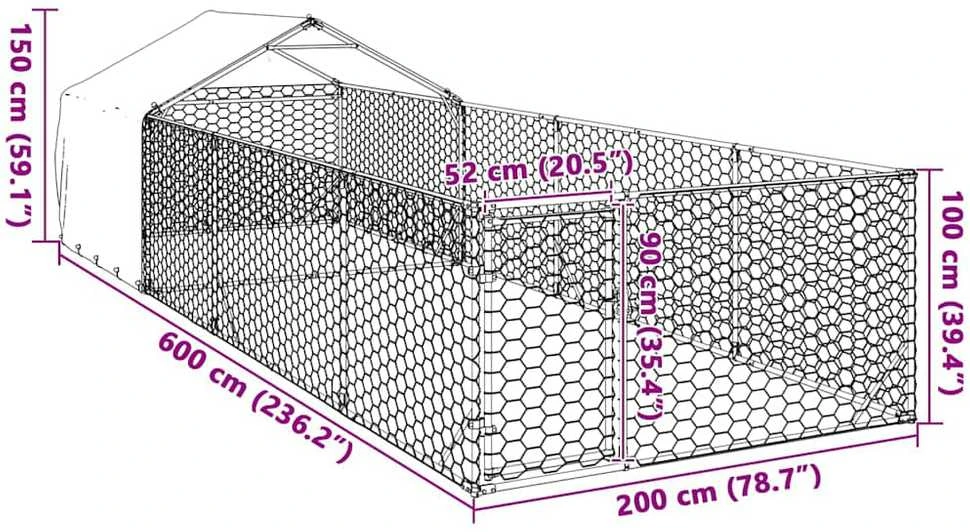 Lauko voljeras šunims su aptvaru, 6x2x1,5m, plienas