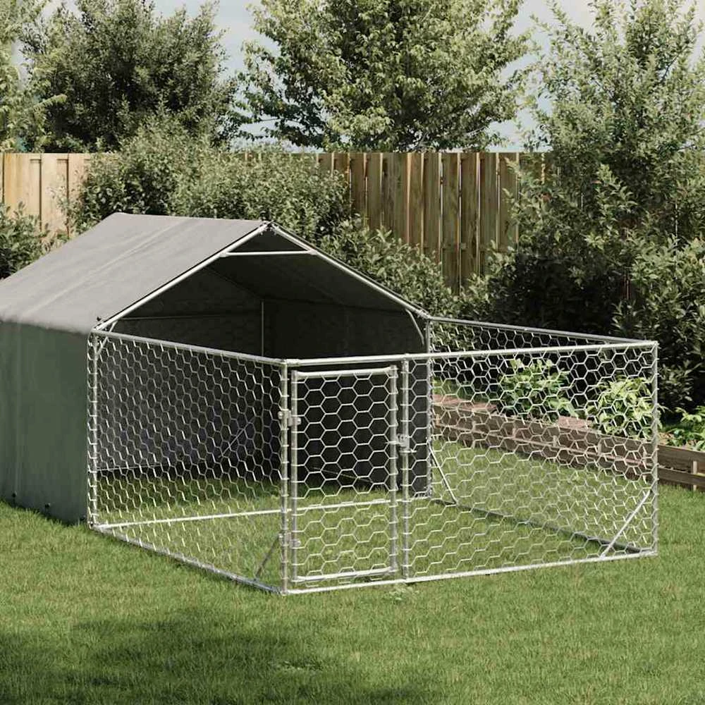 Lauko voljeras šunims su aptvaru, 7x2x1,5m, plienas