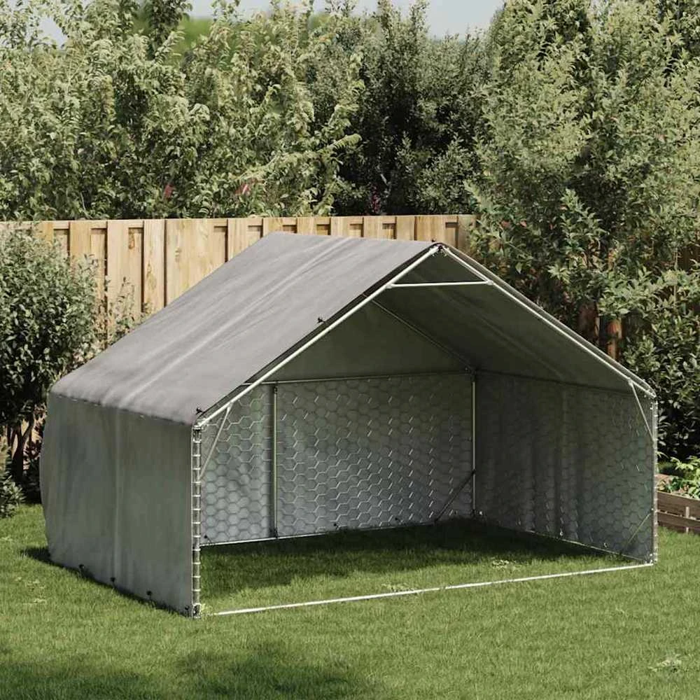 Lauko šunų voljeras su stogeliu, 3x2x1,9 m, cinkuotas plienas