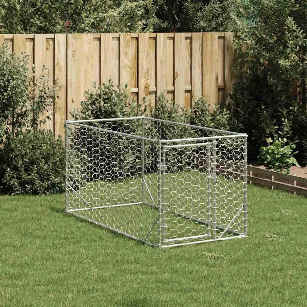 Lauko šunų voljeras su durelėmis, 2x1x1 m, cinkuotas plienas