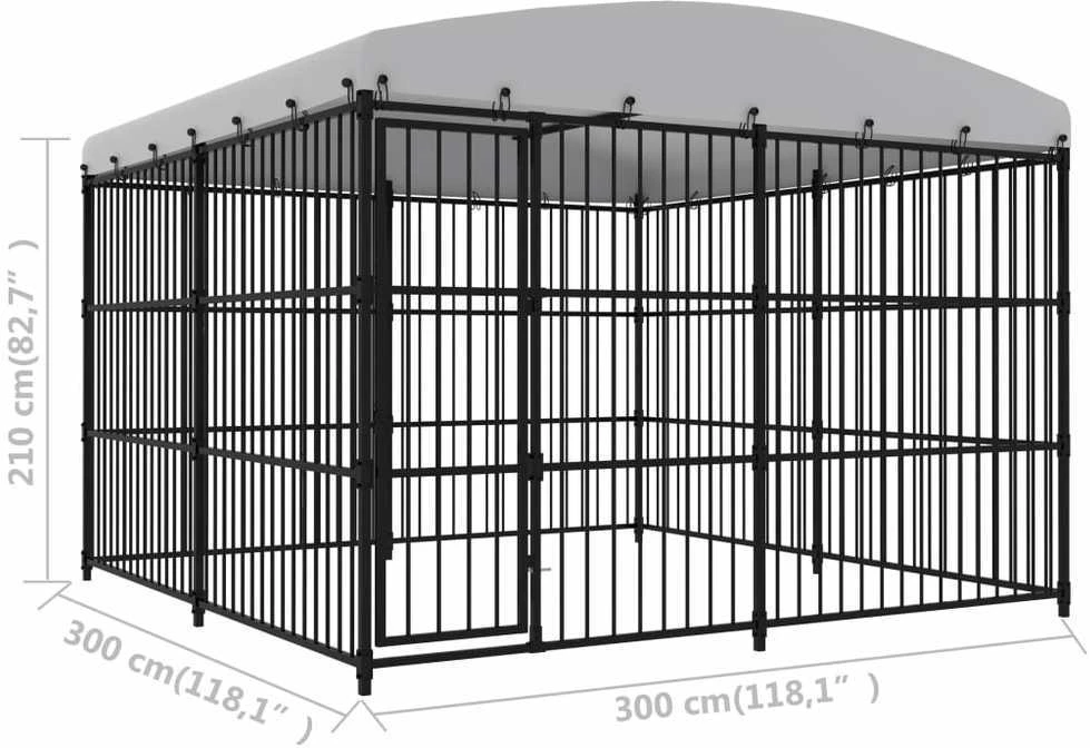 Lauko voljeras šunims su stogu, 300x300x210cm