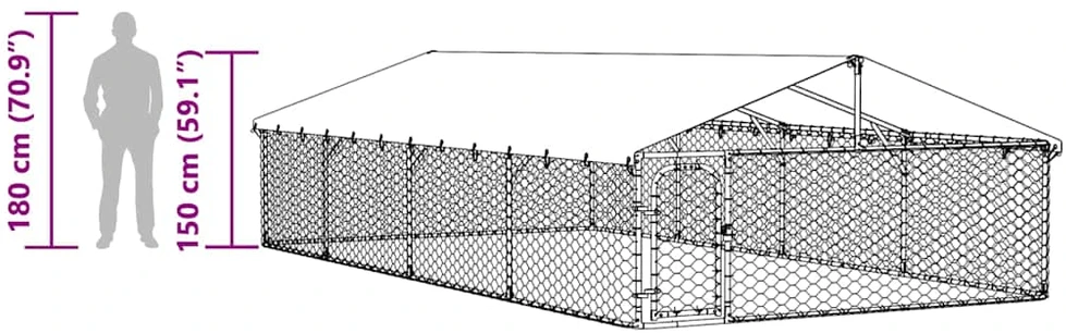 Lauko voljeras šunims su stogu, 600x300x150cm