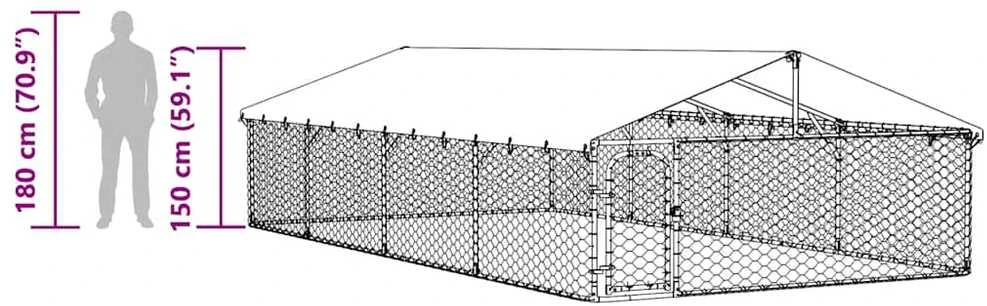 Lauko voljeras šunims su stogu, 600x300x150cm