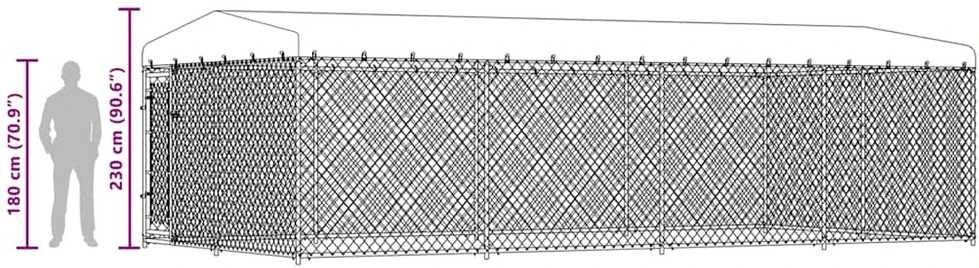 Lauko voljeras šunims su stogu, 7,6x3,8x2,3m