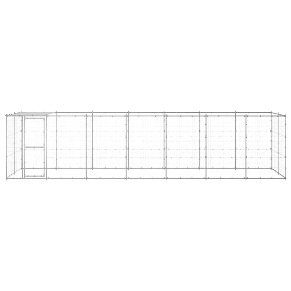 Lauko voljeras šunims su stogu, galvanizuotas plienas, 16,94m²