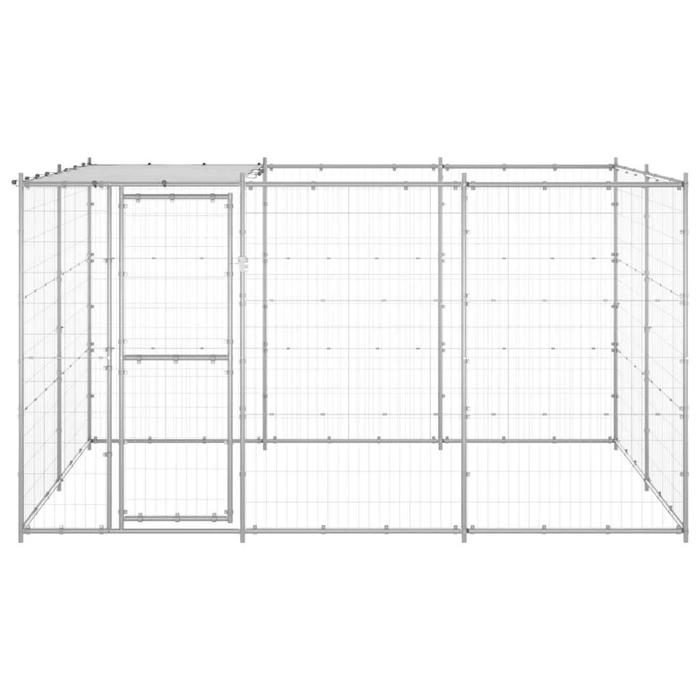 Lauko voljeras šunims su stogu, galvanizuotas plienas, 7,26m²