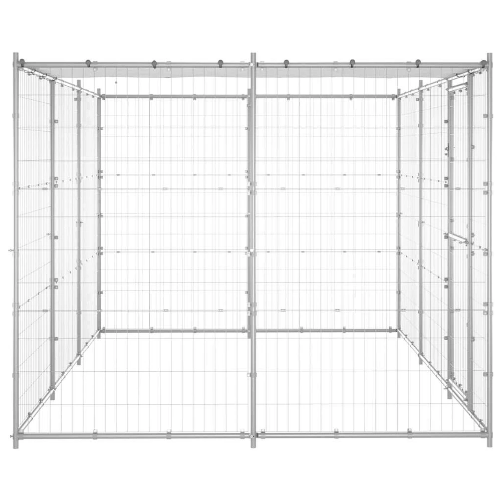 Lauko voljeras šunims su stogu, galvanizuotas plienas, 7,26m²