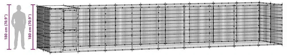 Lauko voljeras šunims su stogu, galvanizuotas plienas, 21,78m²