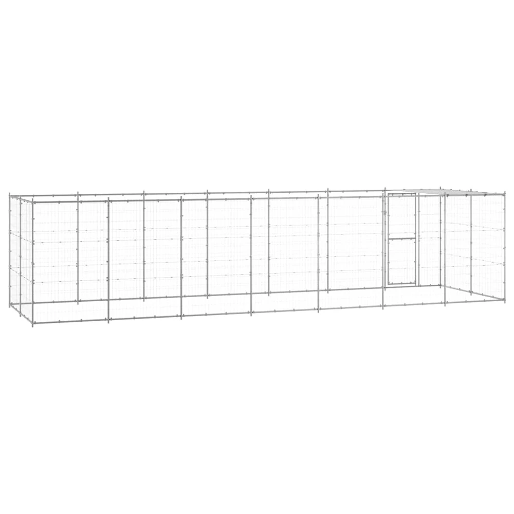 Lauko voljeras šunims su stogu, galvanizuotas plienas, 16,94m²