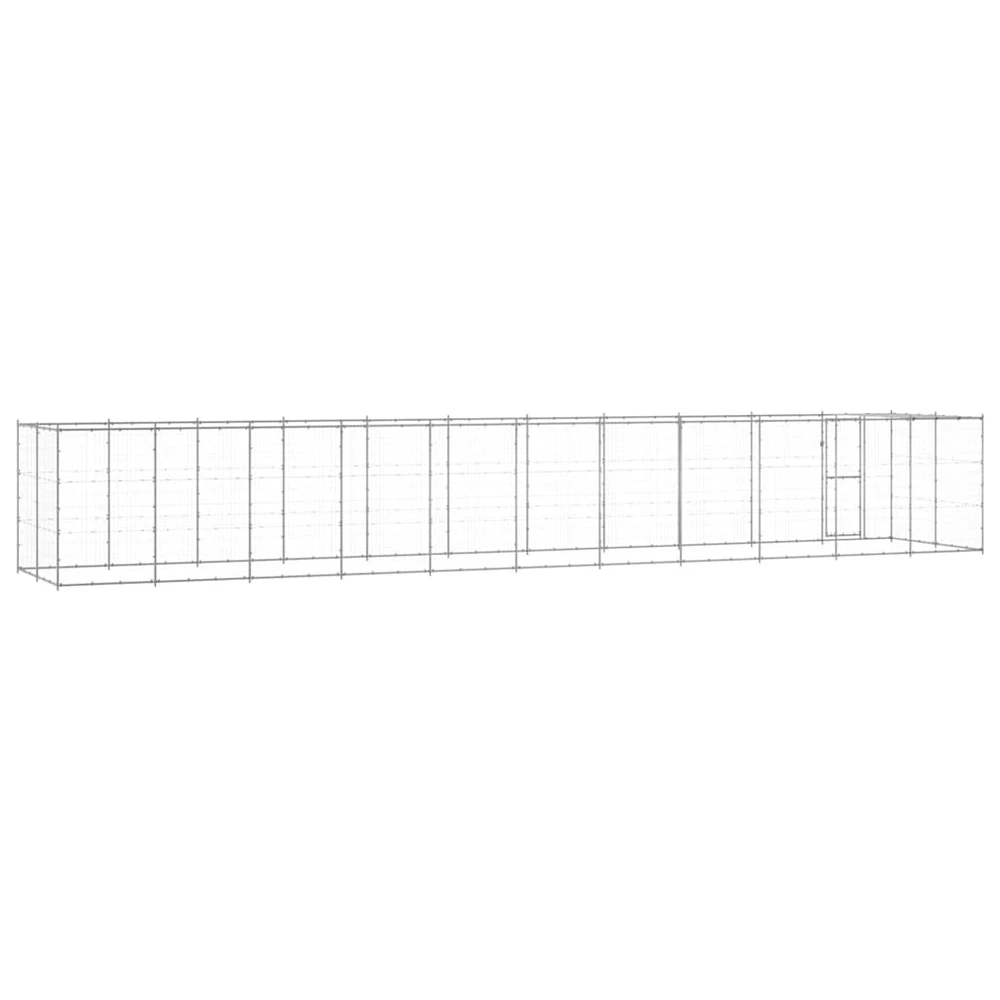 Lauko voljeras šunims su stogu, galvanizuotas plienas, 26,62m²