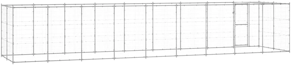 Lauko voljeras šunims su stogu, galvanizuotas plienas, 21,78m²