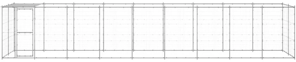 Lauko voljeras šunims su stogu, galvanizuotas plienas, 21,78m²