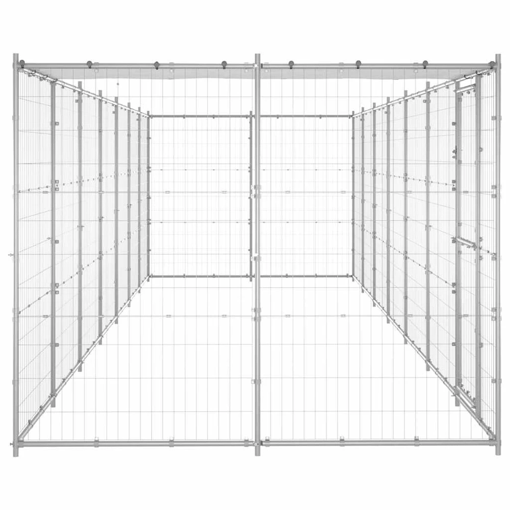 Lauko voljeras šunims su stogu, galvanizuotas plienas, 16,94m²