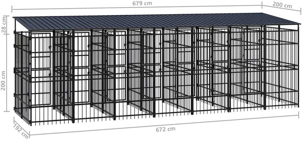Lauko voljeras šunims su stogu, plienas, 12,9m²