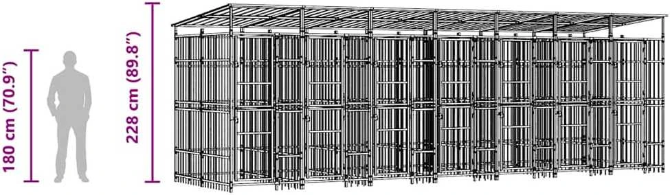 Lauko voljeras šunims su stogu, plienas, 12,9m²