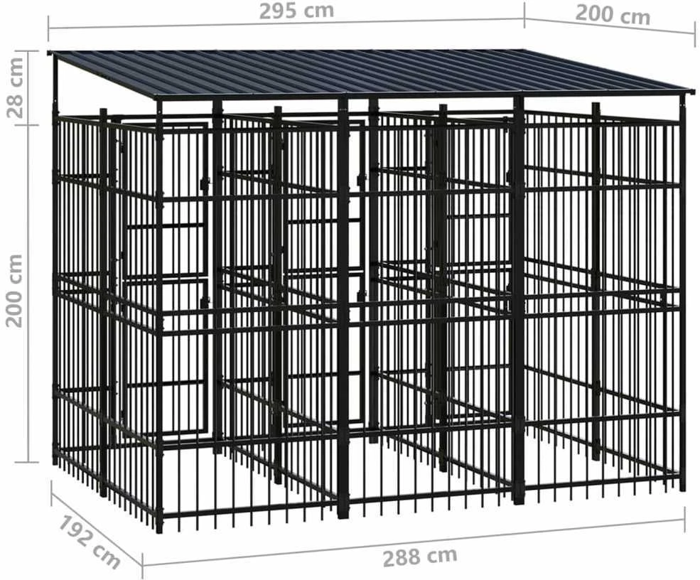 Lauko voljeras šunims su stogu, plienas, 5,53m²