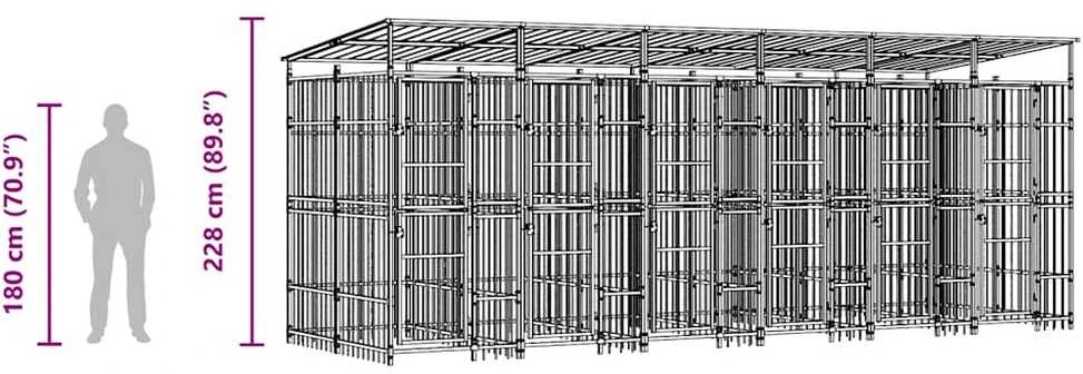 Lauko voljeras šunims su stogu, plienas, 11,06m²
