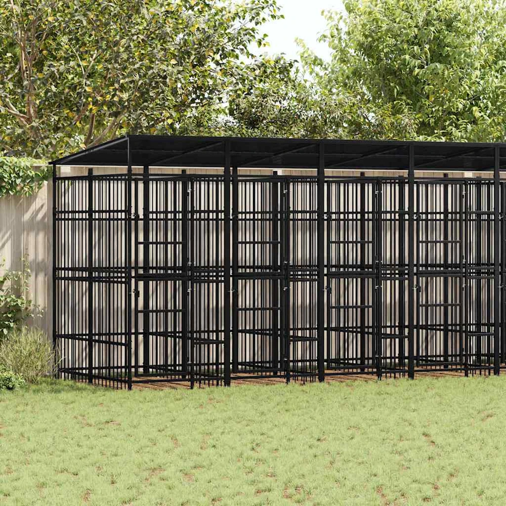 Lauko voljeras šunims su stogu, plienas, 14,75m²