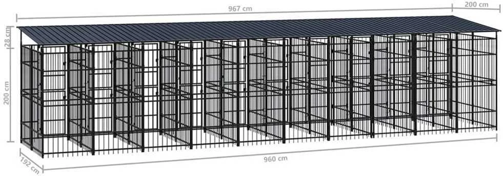 Lauko voljeras šunims su stogu, plienas, 18,43m²