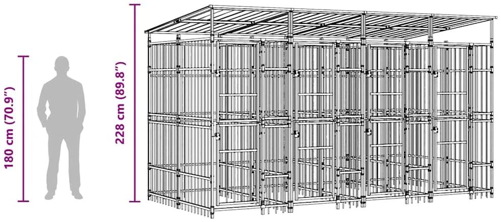 Lauko voljeras šunims su stogu, plienas, 7,37m²