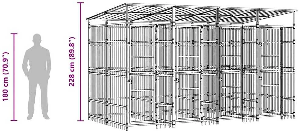 Lauko voljeras šunims su stogu, plienas, 7,37m²