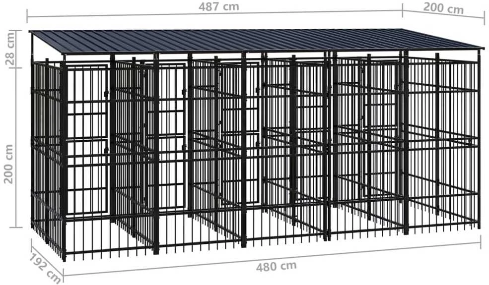 Lauko voljeras šunims su stogu, plienas, 9,22m²