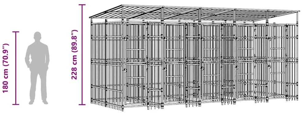 Lauko voljeras šunims su stogu, plienas, 9,22m²