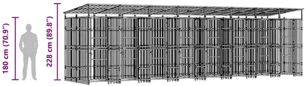 Lauko voljeras šunims su stogu, plienas, 14,75m²