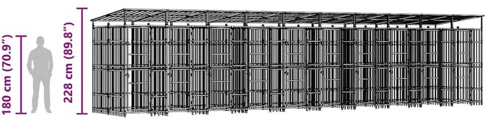 Lauko voljeras šunims su stogu, plienas, 18,43m²