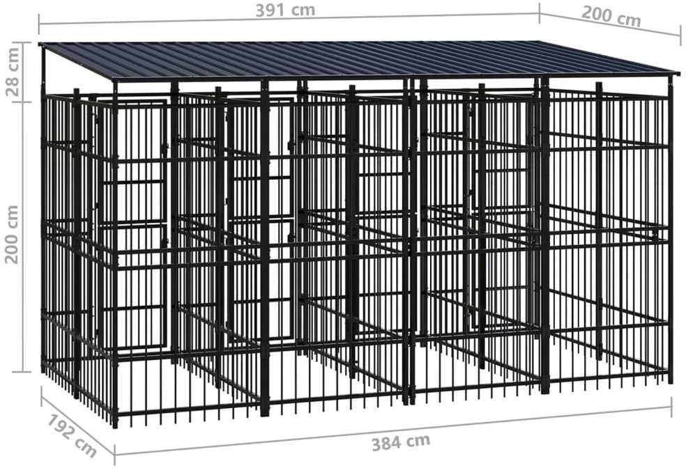 Lauko voljeras šunims su stogu, plienas, 7,37m²