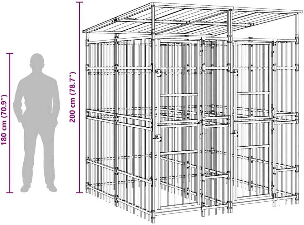 Lauko voljeras šunims su stogu, plienas, 3,69m²