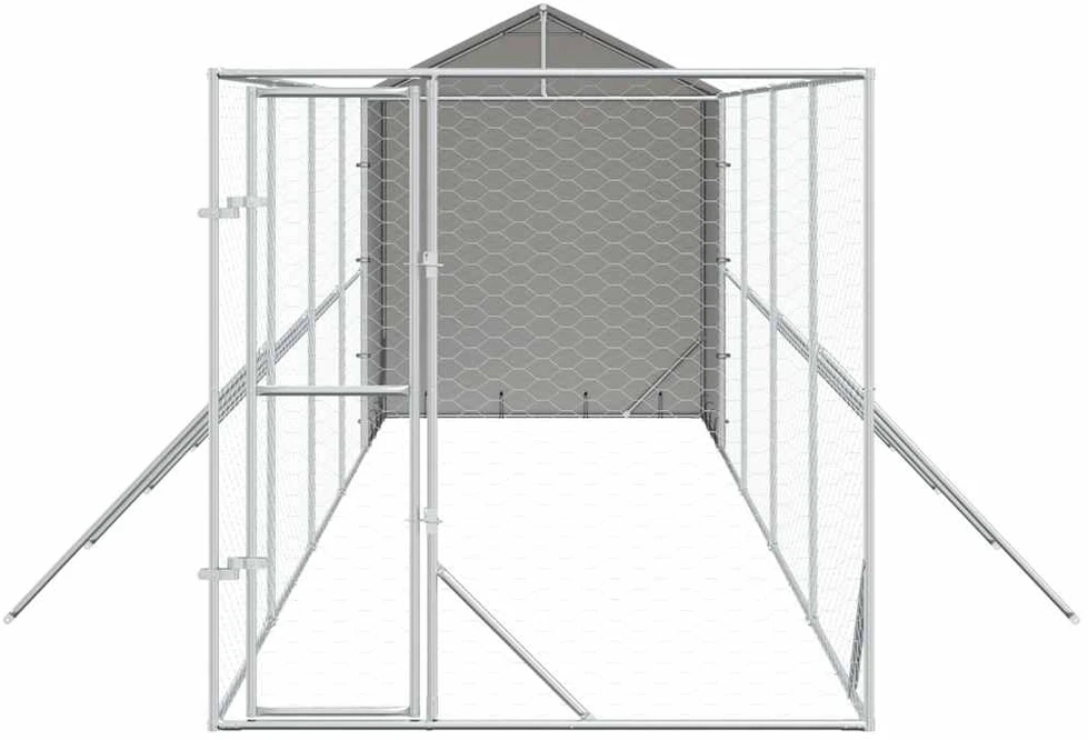 Lauko voljeras šunims su stogu, sidabrinis, 2x10x2,5m, plienas