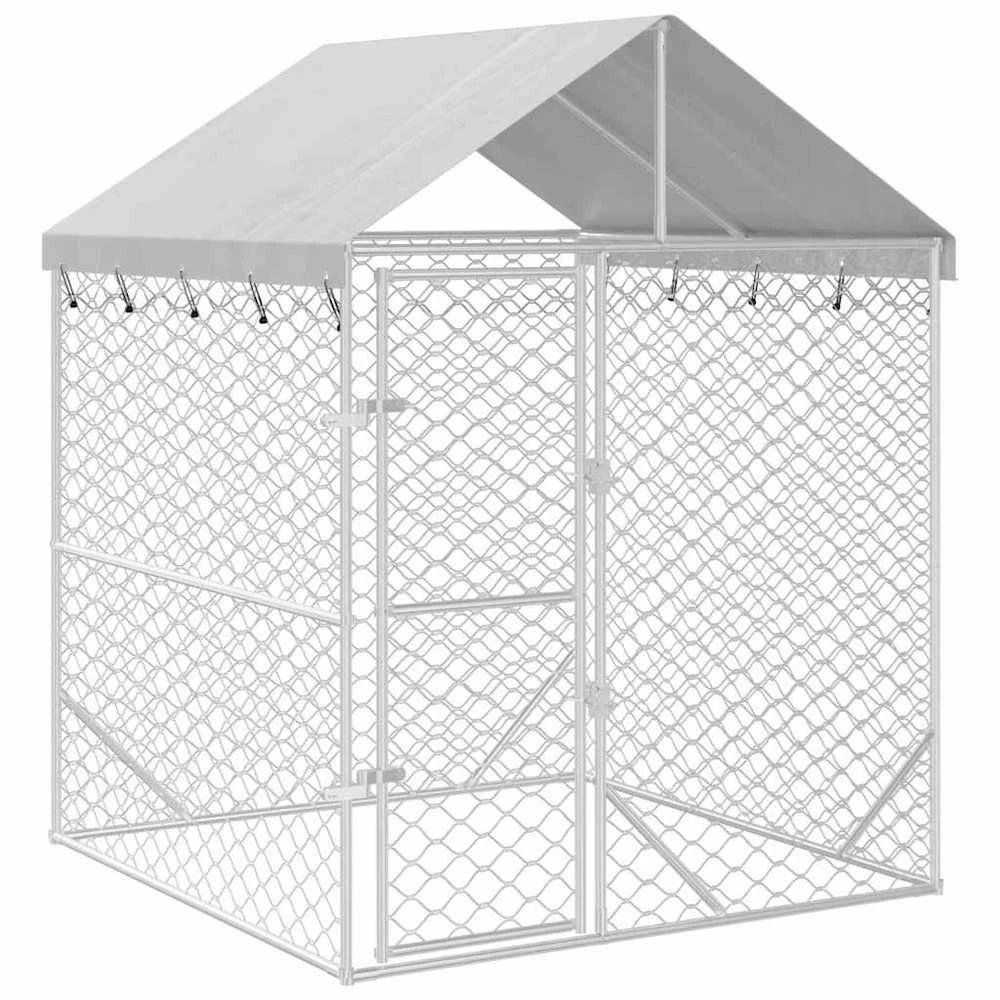 Lauko voljeras šunims su stogu, sidabrinis, 2x2x2,5m, plienas