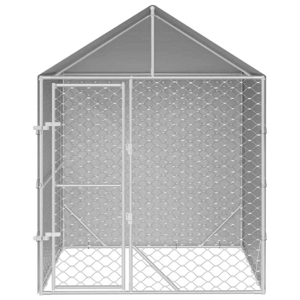 Lauko voljeras šunims su stogu, sidabrinis, 2x2x2,5m, plienas