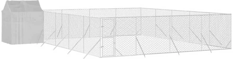Lauko voljeras šunims su stogu, sidabrinis, 10x10x2,5m, plienas