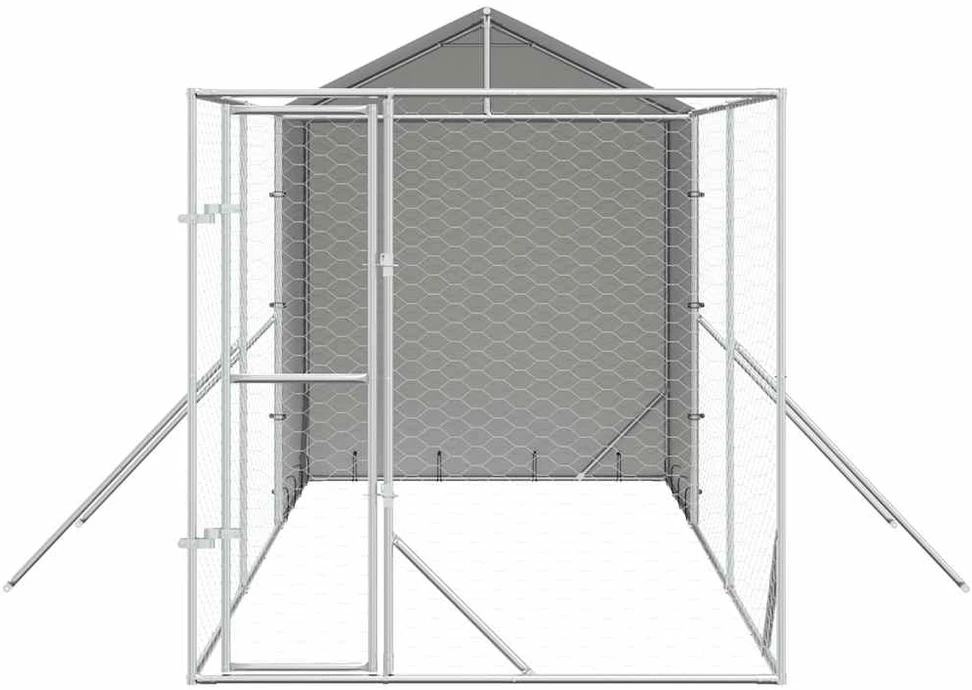 Lauko voljeras šunims su stogu, sidabrinis, 2x6x2,5m, plienas