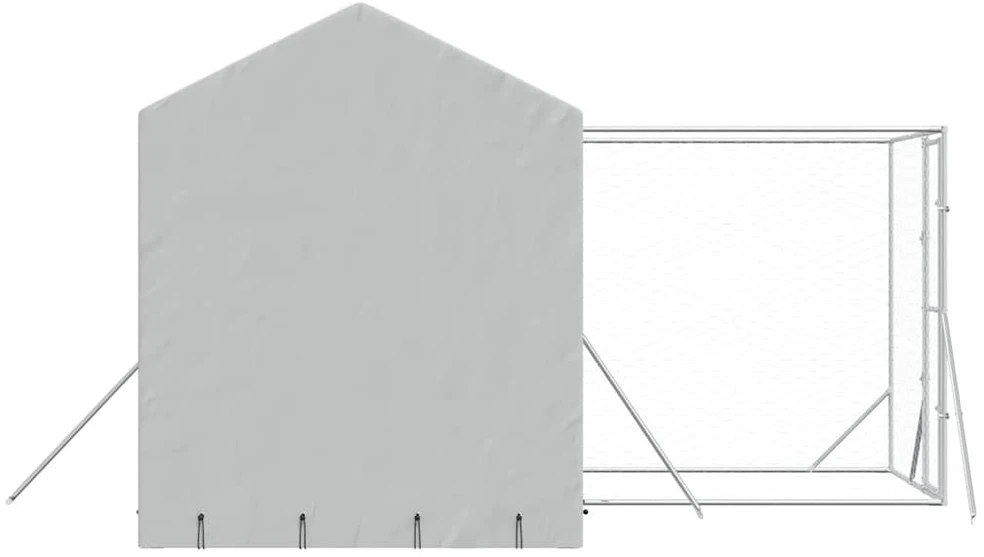 Lauko voljeras šunims su stogu, sidabrinis, 4x4x2,5m, plienas
