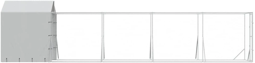 Lauko voljeras šunims su stogu, sidabrinis, 2x10x2,5m, plienas