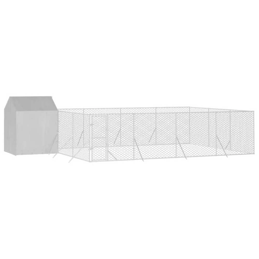 Lauko voljeras šunims su stogu, sidabrinis, 10x6x2,5m, plienas
