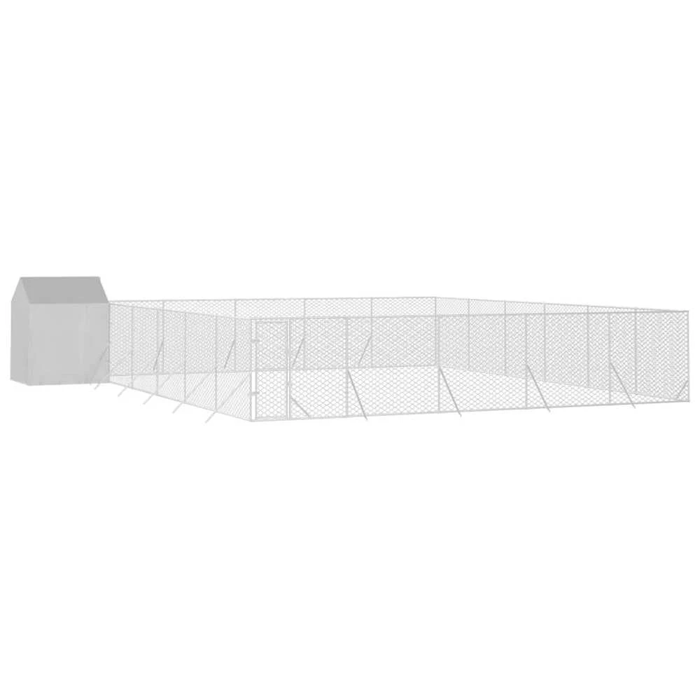 Lauko voljeras šunims su stogu, sidabrinis, 12x12x2,5m, plienas