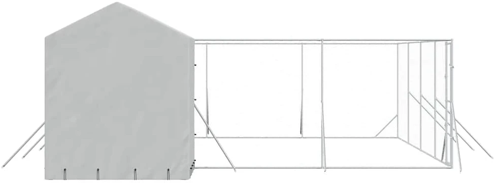 Lauko voljeras šunims su stogu, sidabrinis, 10x6x2,5m, plienas