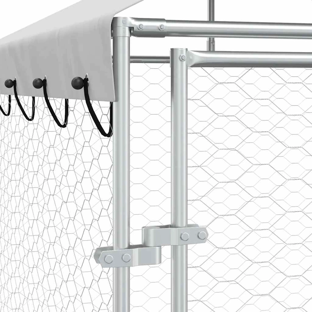 Lauko voljeras šunims su stogu, sidabrinis, 2x2x2,5m, plienas