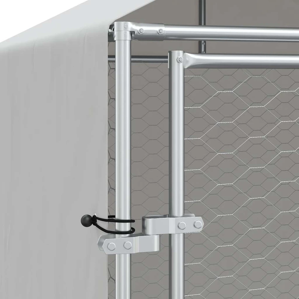 Lauko voljeras šunims su stogu, sidabrinis, 2x6x2,5m, plienas