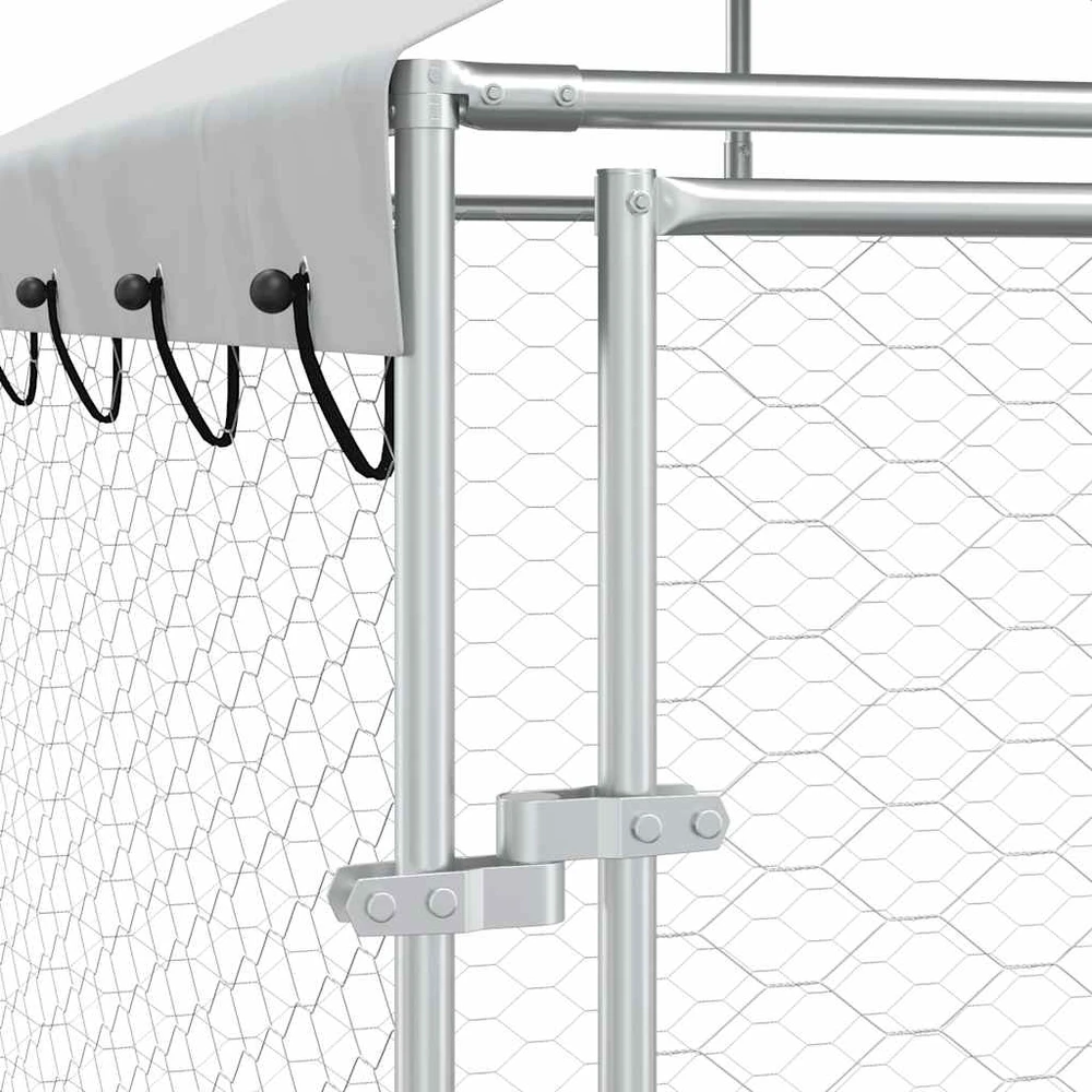 Lauko voljeras šunims su stogu, sidabrinis, 6x6x2,5m, plienas