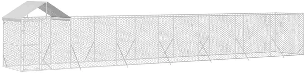 Lauko voljeras šunims su stogu, sidabrinis, 14x2x2,5m, plienas