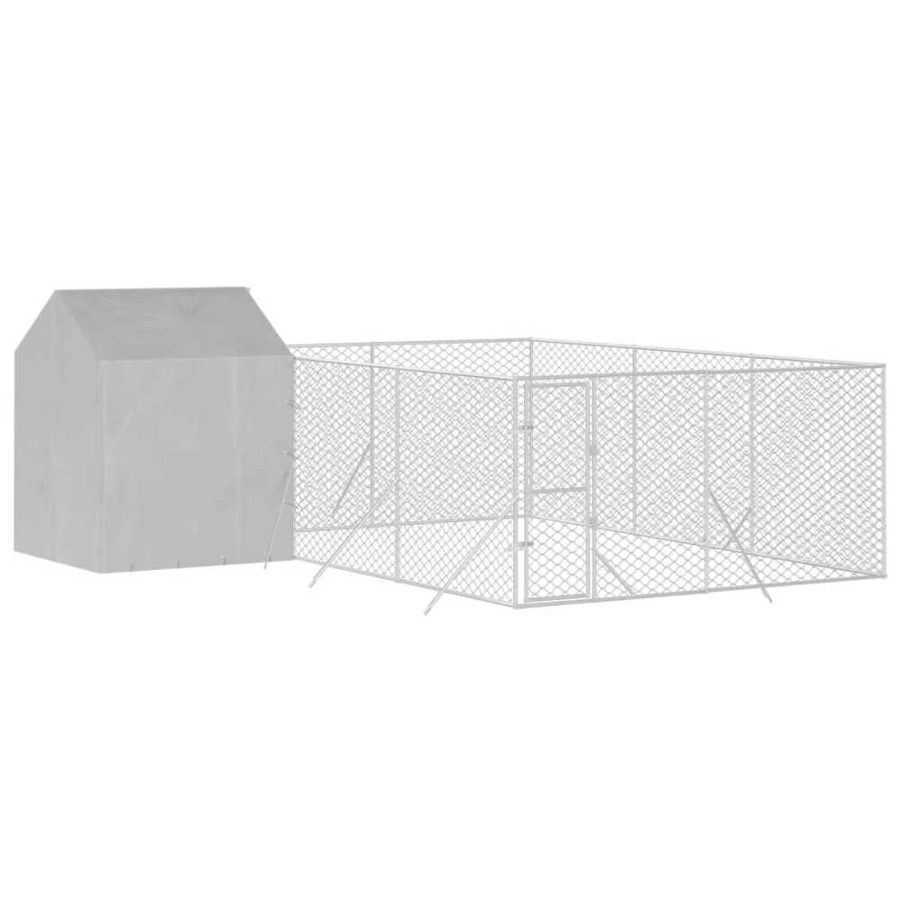 Lauko voljeras šunims su stogu, sidabrinis, 6x6x2,5m, plienas