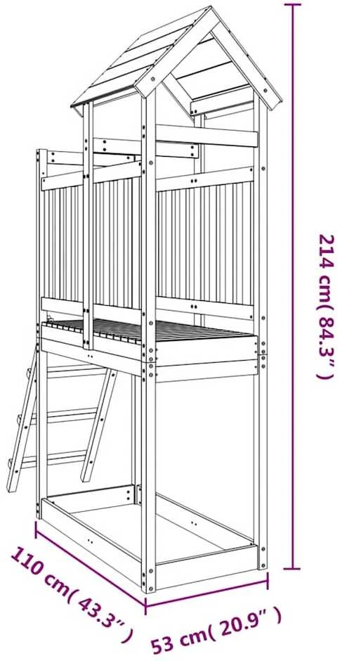 Lauko žaidimų aikštelės komplektas, 53x110x214cm, pušis