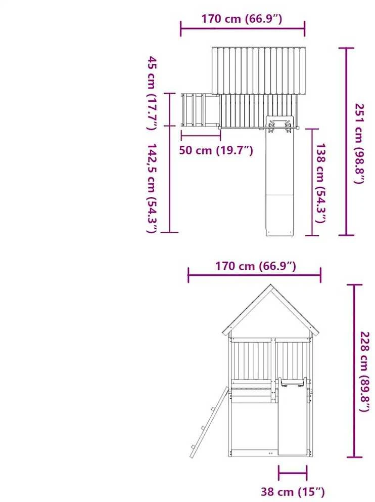 Lauko žaidimų aikštelės komplektas, pušies medienos masyvas