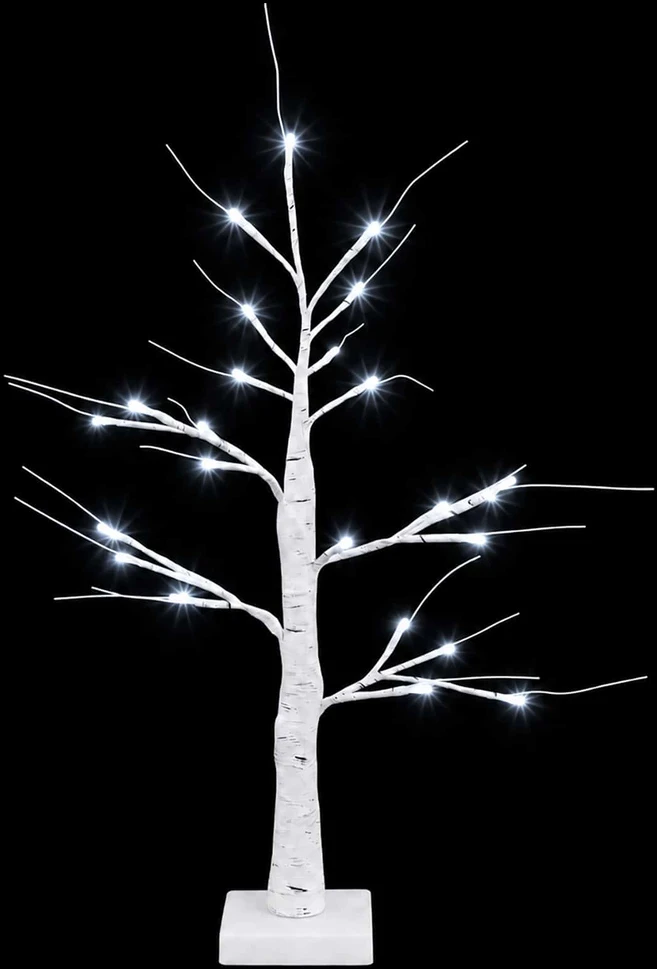 LED beržinė kalėdinė eglutė 2 vnt. Balta 10 x 10 x 58 cm