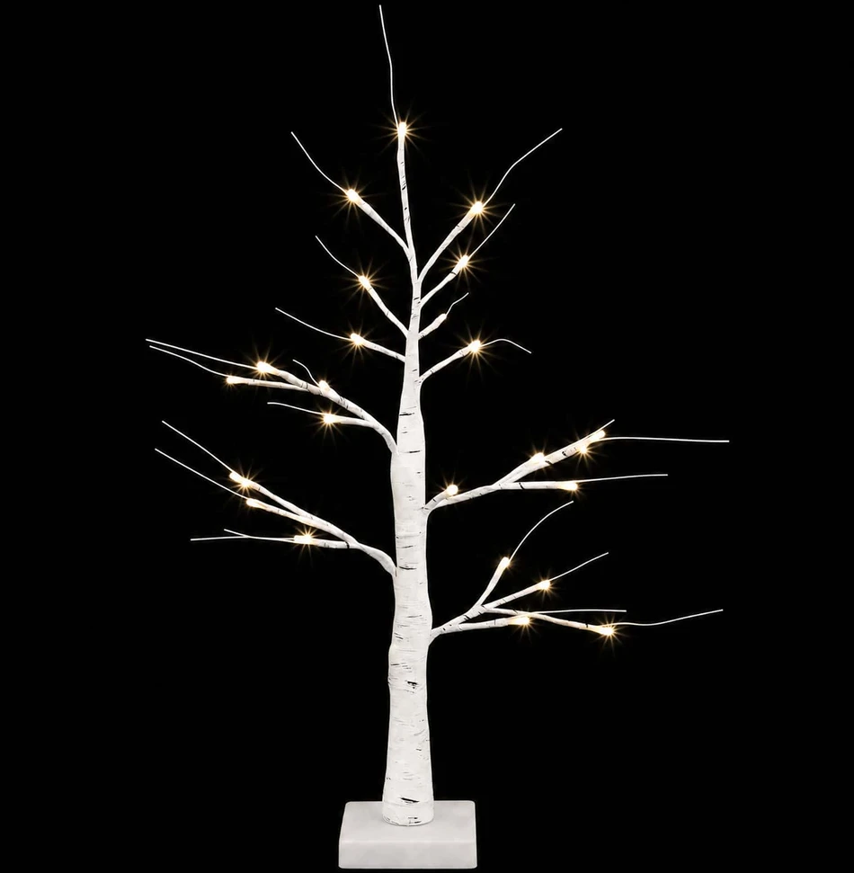 LED beržinė kalėdinė eglutė 2 vnt. Balta 10 x 10 x 58 cm